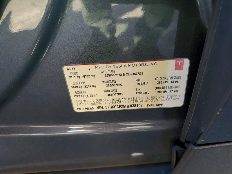 Продажа на аукционе авто 2017 Tesla Model X, vin: 5YJXCAE25HF038102, номер лота: 47119096