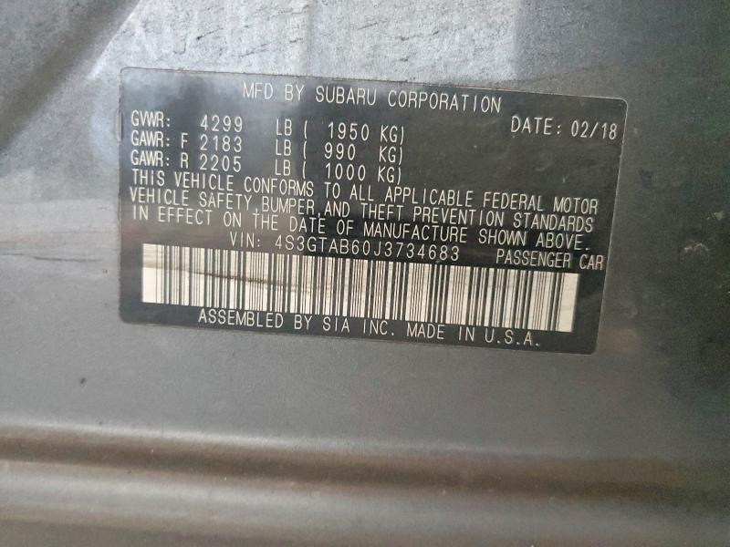 Продаж на аукціоні авто 2018 Subaru Impreza, vin: 4S3GTAB60J3734683, номер лоту: 47426656