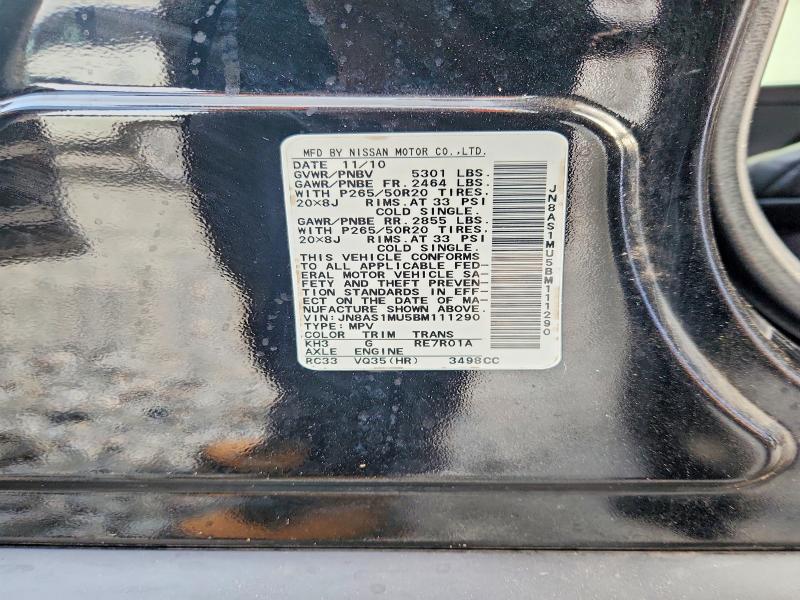 Aukcja sprzedaży 2011 Infiniti Fx35, vin: JN8AS1MU5BM111290, numer aukcji: 47699006