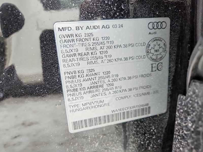 Aukcja sprzedaży 2024 Audi Q3 45 S Line Premium, vin: WA1EECF33R1124548, numer aukcji: 79173095