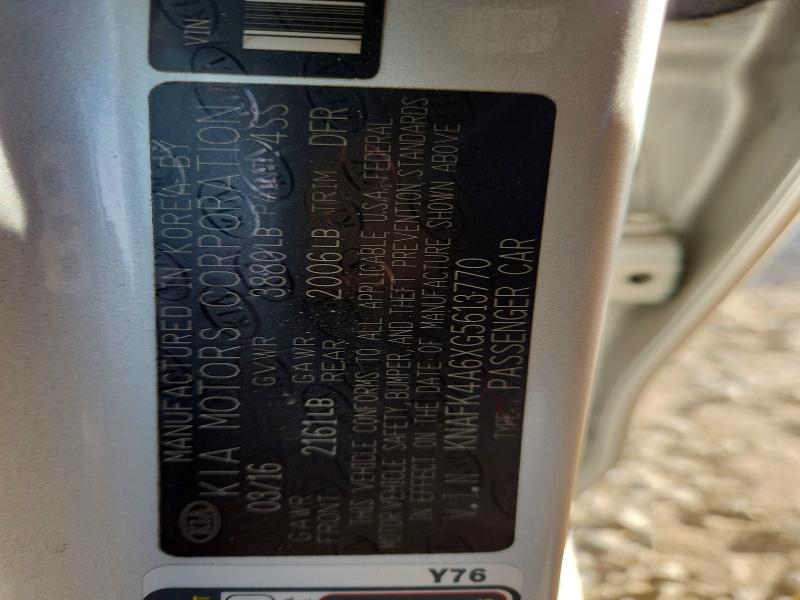 46480206 :رقم المزاد ، KNAFK4A6XG5613770 vin ، 2016 Kia Forte مزاد بيع
