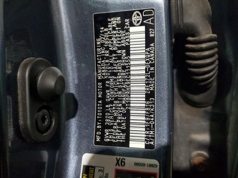 46019806 :رقم المزاد ، 2T1BPRHE9EC111555 vin ، 2014 Toyota Corolla مزاد بيع