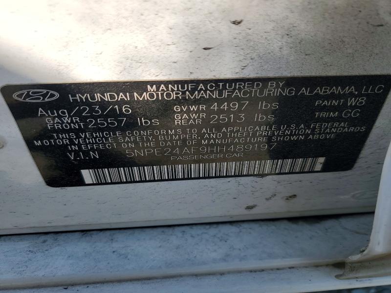 47646266 :رقم المزاد ، 5NPE24AF9HH489197 vin ، 2017 Hyundai Sonata مزاد بيع