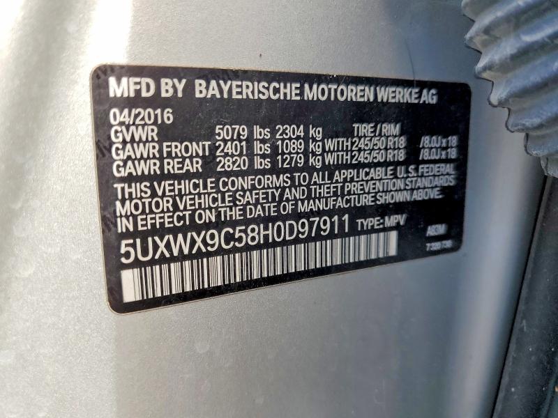 2017 Bmw X3 მანქანა იყიდება აუქციონზე, vin: 5UXWX9C58H0D97911, აუქციონის ნომერი: 46775856