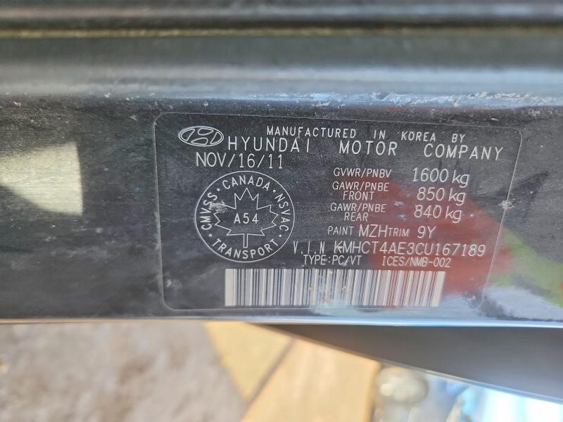 46731116 :رقم المزاد ، KMHCT4AE3CU167189 vin ، 2012 Hyundai Accent مزاد بيع
