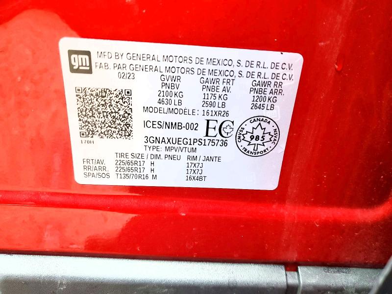Продаж на аукціоні авто 2023 Chevrolet Equinox, vin: 3GNAXUEG1PS175736, номер лоту: 79492635