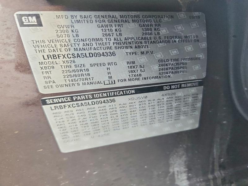Продаж на аукціоні авто 2020 Buick Envision, vin: LRBFXCSA5LD094336, номер лоту: 41831256