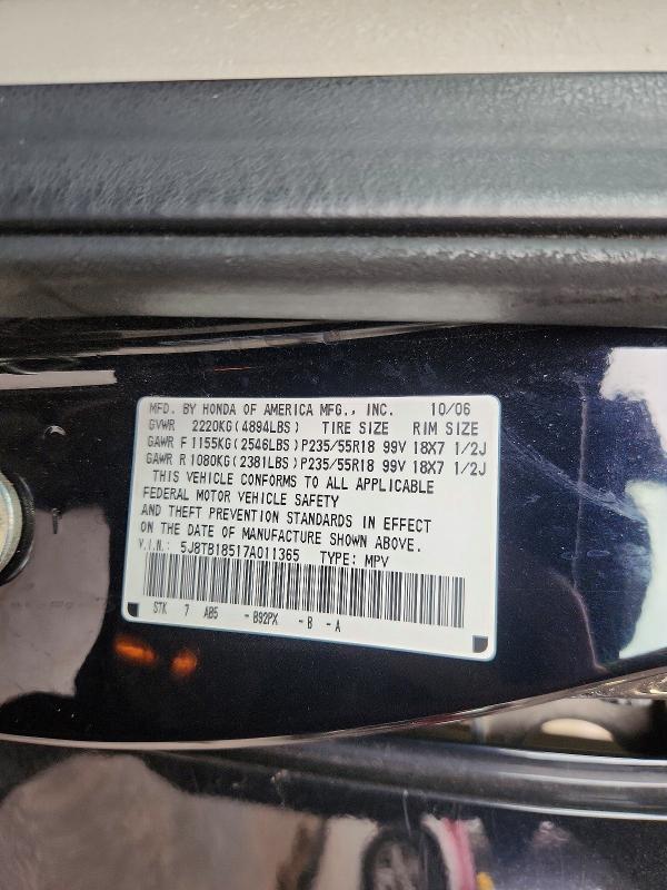 Aukcja sprzedaży 2007 Acura Rdx, vin: 5J8TB18517A011365, numer aukcji: 48074696