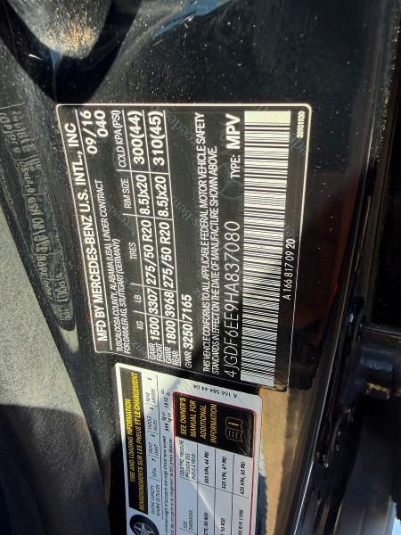 47941136 :رقم المزاد ، 4JGDF6EE9HA837080 vin ، 2017 Mercedes-benz Gls مزاد بيع