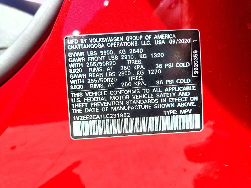 Продажа на аукционе авто 2020 Volkswagen Atlas Cross Sport, vin: 1V2EE2CA1LC231952, номер лота: 46481386
