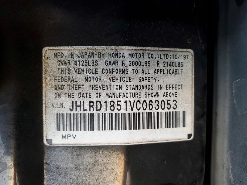 42046336 :رقم المزاد ، JHLRD1851VC063053 vin ، 1997 Honda Cr-v مزاد بيع