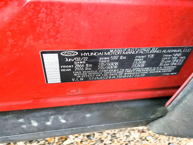 Продажа на аукционе авто 2022 Hyundai Santa Fe, vin: 5NMS24AJ1NH472619, номер лота: 41938526
