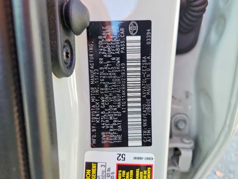46476316 :رقم المزاد ، 4T1G11AK8RU218349 vin ، 2024 Toyota Camry مزاد بيع