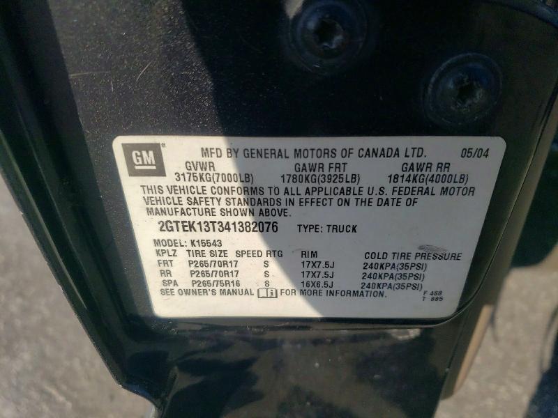 47840566 :رقم المزاد ، 2GTEK13T341382076 vin ، 2004 Gmc New Sierra مزاد بيع