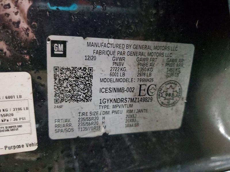 45550526 :رقم المزاد ، 1GYKNDRS7MZ149829 vin ، 2021 Cadillac Xt5 مزاد بيع