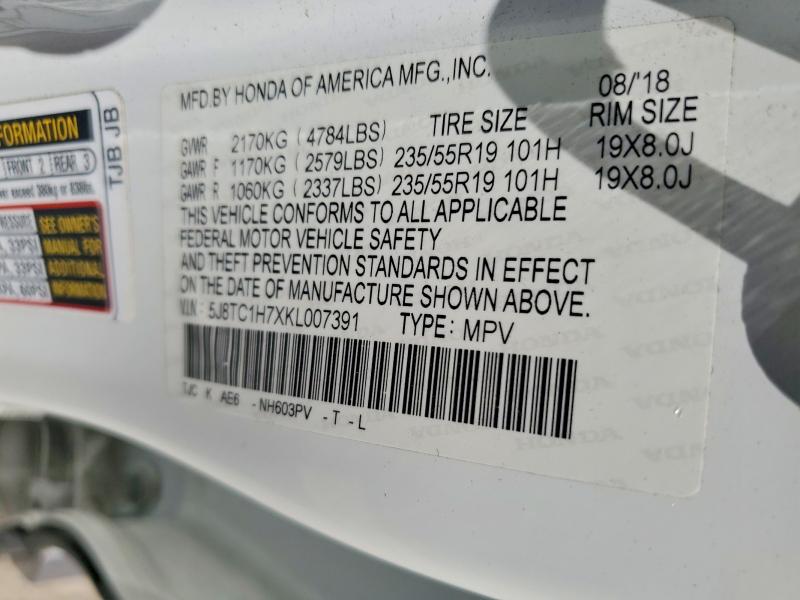 Продаж на аукціоні авто 2019 Acura Rdx, vin: 5J8TC1H7XKL007391, номер лоту: 45926986