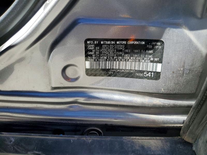 Продаж на аукціоні авто 2019 Mitsubishi Outlander, vin: JA4AZ3A32KZ041937, номер лоту: 47725716