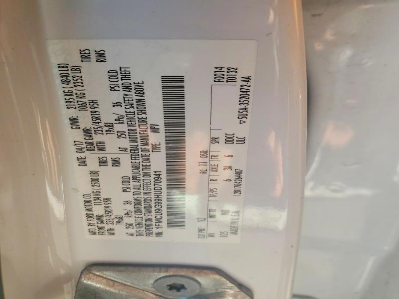 Продажа на аукционе авто 2017 Ford Escape, vin: 1FMCU9G99HUD70941, номер лота: 46728526