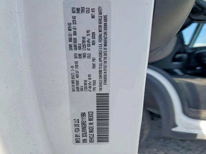 2024 Ram Promaster 1500 მანქანა იყიდება აუქციონზე, vin: 3C6LRVNG8RE111994, აუქციონის ნომერი: 46081596