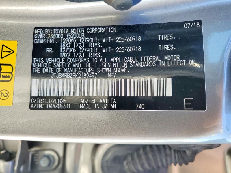 Aukcja sprzedaży 2019 Lexus Nx 300, vin: JTJBARBZ9K2189497, numer aukcji: 45633186