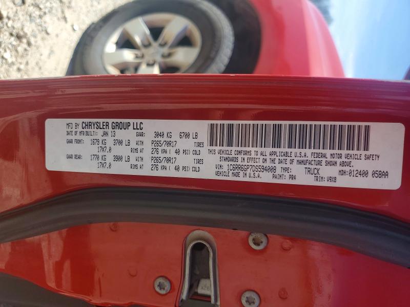 45623296 :رقم المزاد ، 1C6RR6GP7DS594008 vin ، 2013 Ram 1500 مزاد بيع
