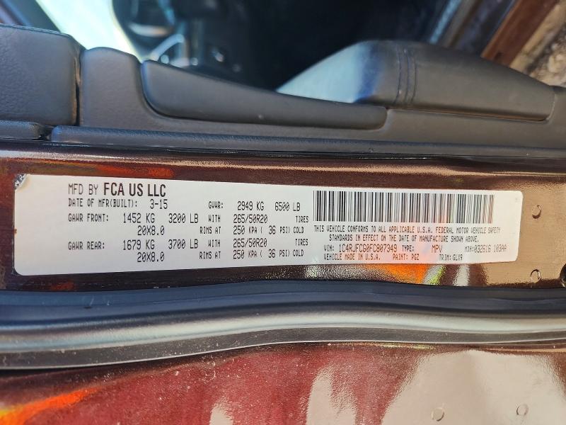 2015 Jeep Grand Cherokee მანქანა იყიდება აუქციონზე, vin: 1C4RJEJG2FC885032, აუქციონის ნომერი: 41623746