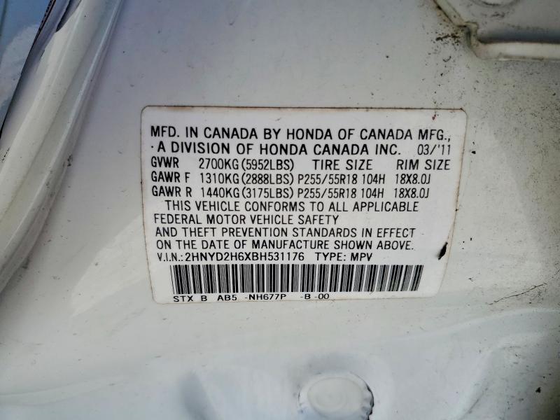 46564806 :رقم المزاد ، 2HNYD2H6XBH531176 vin ، 2011 Acura Mdx مزاد بيع