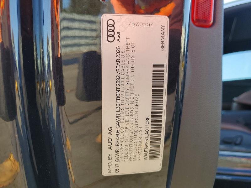 2018 Audi A5 მანქანა იყიდება აუქციონზე, vin: WAUTNAF51JA011086, აუქციონის ნომერი: 45670226