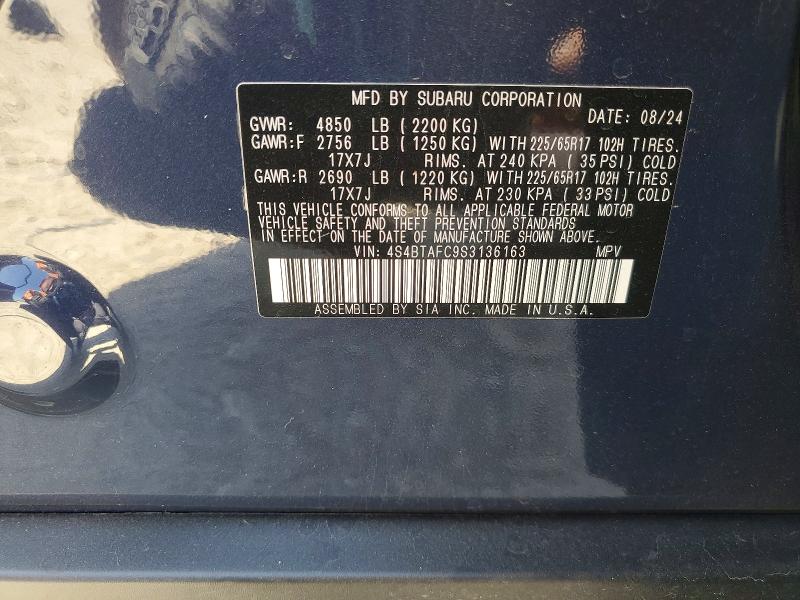 Aukcja sprzedaży 2025 Subaru Outback, vin: 4S4BTAFC9S3136163, numer aukcji: 47328446