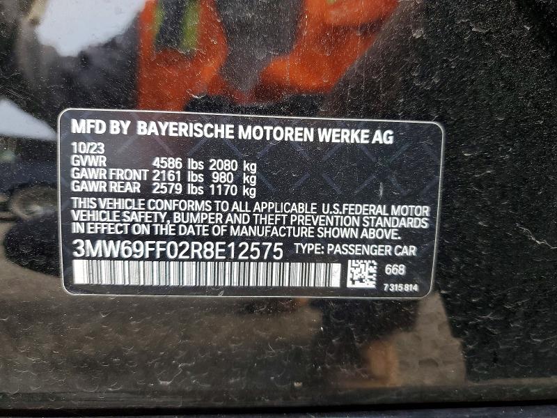 Aukcja sprzedaży 2024 Bmw 330i, vin: 3MW69FF02R8E12575, numer aukcji: 79971065