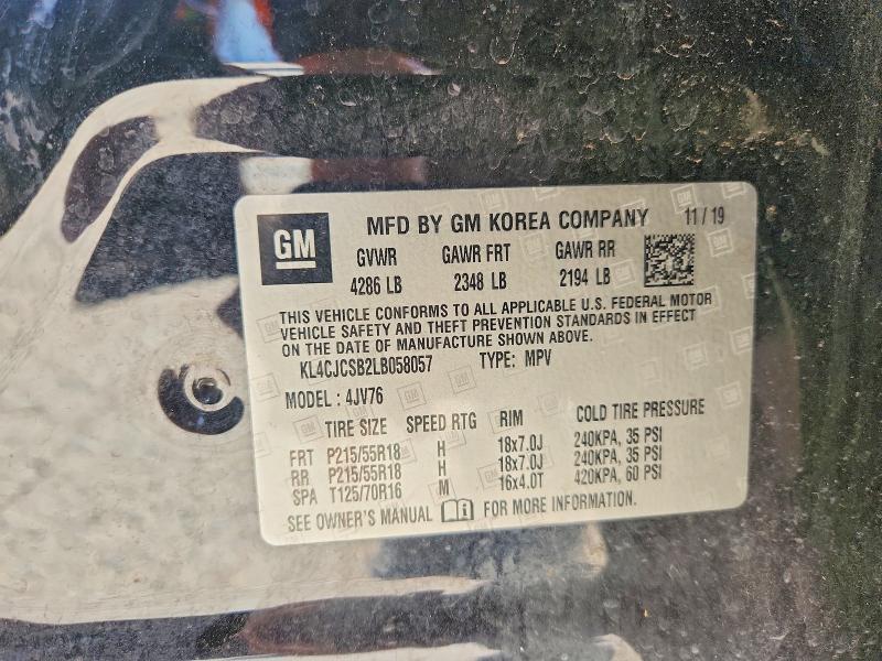 2020 Buick Encore მანქანა იყიდება აუქციონზე, vin: KL4CJCSB2LB058057, აუქციონის ნომერი: 46576426