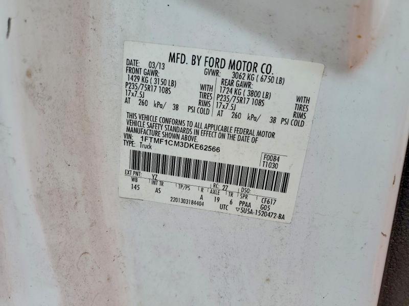 2013 Ford F150 მანქანა იყიდება აუქციონზე, vin: 1FTMF1CM3DKE62566, აუქციონის ნომერი: 46165646