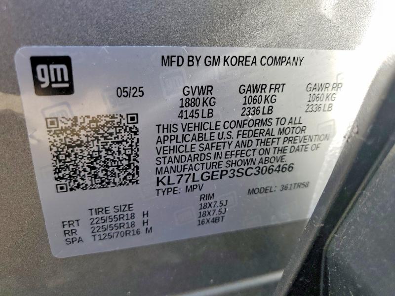 47211756 :رقم المزاد ، KL77LGEP3SC306466 vin ، 2025 Chevrolet Trax مزاد بيع