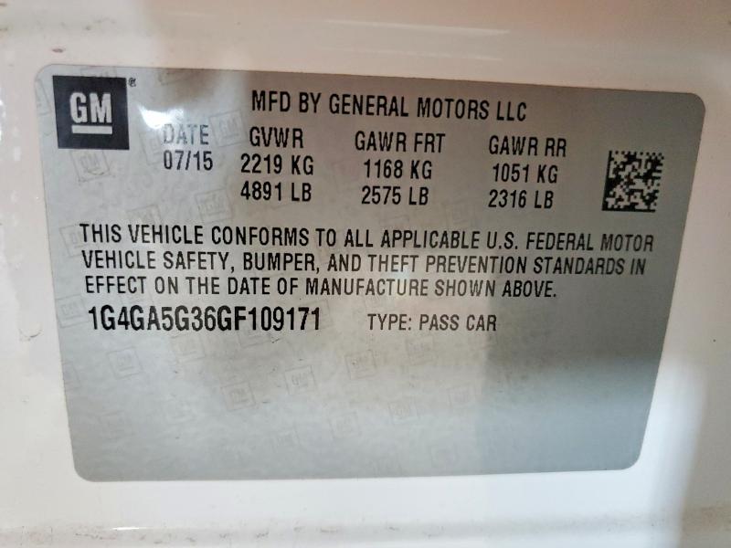Aukcja sprzedaży 2016 Buick Lacrosse, vin: 1G4GA5G36GF109171, numer aukcji: 47613746