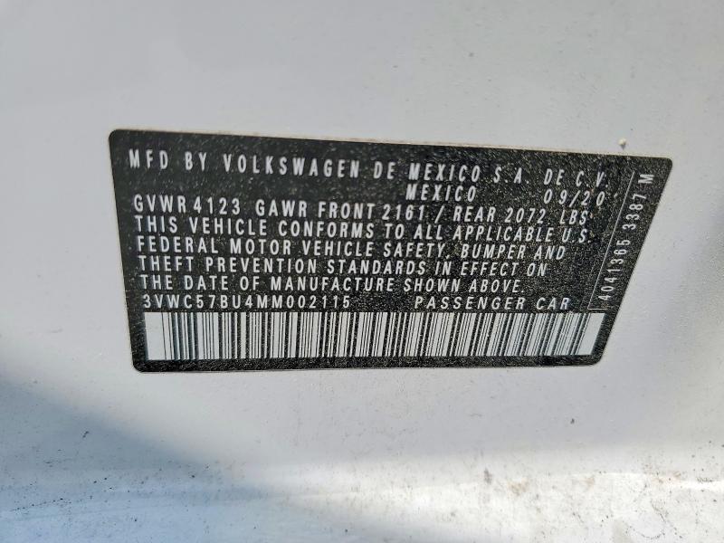 Aukcja sprzedaży 2021 Volkswagen Jetta, vin: 3VWC57BU4MM002115, numer aukcji: 47242396