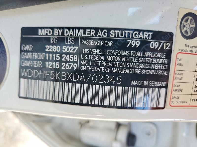 Aukcja sprzedaży 2013 Mercedes-benz E, vin: WDDHF5KBXDA702345, numer aukcji: 41612476