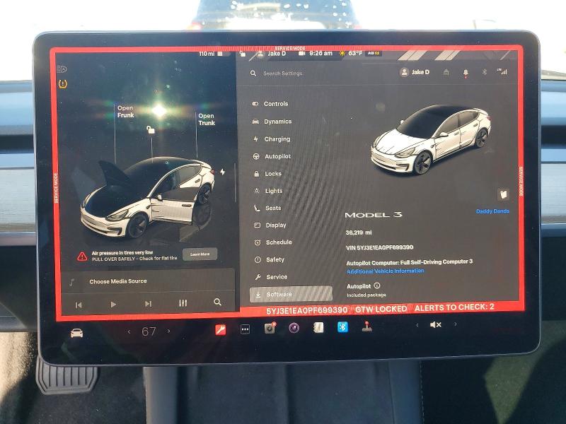 Auction sale of the 2023 Tesla Model 3, vin: 5YJ3E1EA0PF699390, lot number: 46107516
