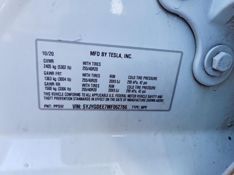 Продаж на аукціоні авто 2021 Tesla Model Y, vin: 5YJYGDEE7MF062786, номер лоту: 47074656
