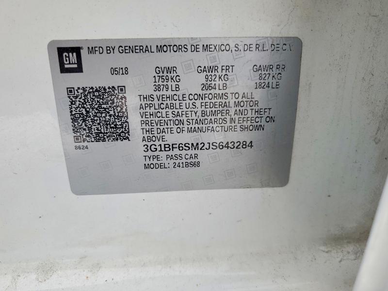 Продаж на аукціоні авто 2018 Chevrolet Cruze, vin: 3G1BF6SM2JS643284, номер лоту: 46517286