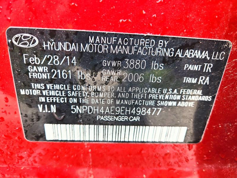 Продаж на аукціоні авто 2014 Hyundai Elantra, vin: 5NPDH4AE9EH498477, номер лоту: 46303556