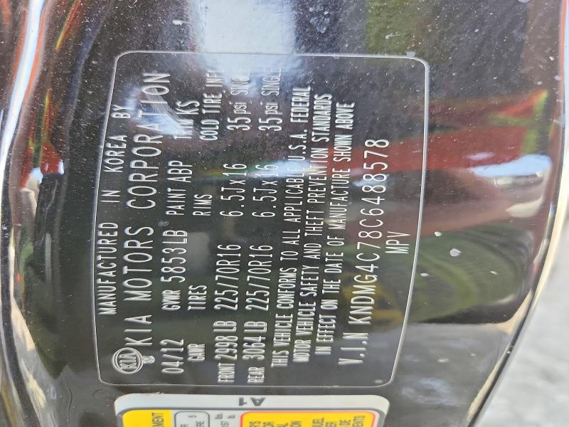 Aukcja sprzedaży 2012 Kia Sedona, vin: KNDMG4C78C6488578, numer aukcji: 46580536