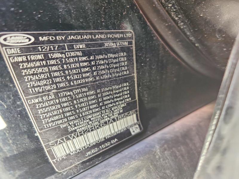 46119446 :رقم المزاد ، SALWR2RK6JA185546 vin ، 2018 Land Rover Range Rover Sport مزاد بيع