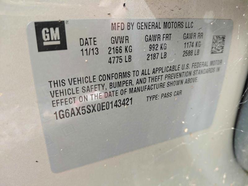 46983486 :رقم المزاد ، 1G6AX5SX0E0143421 vin ، 2014 Cadillac Cts مزاد بيع