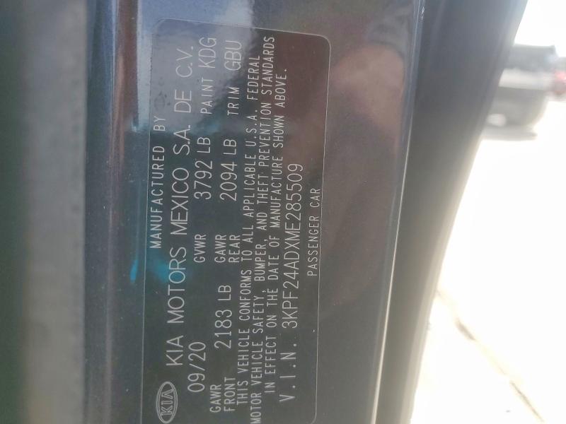 77950235 :رقم المزاد ، 3KPF24ADXME285509 vin ، 2021 Kia Forte مزاد بيع