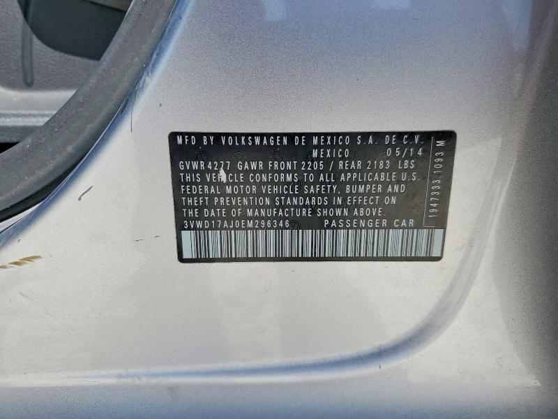 46481746 :رقم المزاد ، 3VWD17AJ0EM296346 vin ، 2014 Volkswagen Jetta مزاد بيع