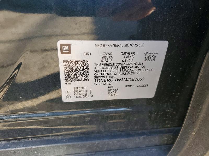 Aukcja sprzedaży 2021 Chevrolet Traverse, vin: 1GNERGKW3MJ197663, numer aukcji: 45506836