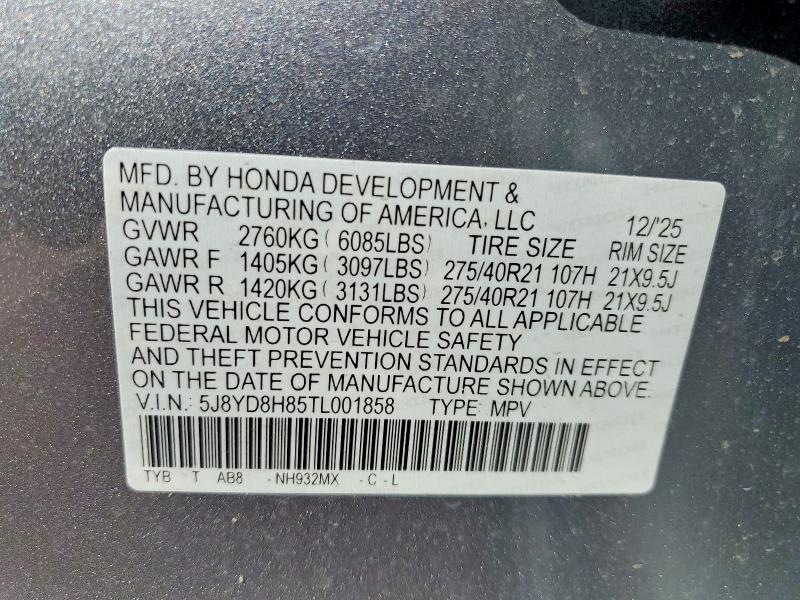 47477716 :رقم المزاد ، 5J8YD8H85TL001858 vin ، 2026 Acura Mdx مزاد بيع