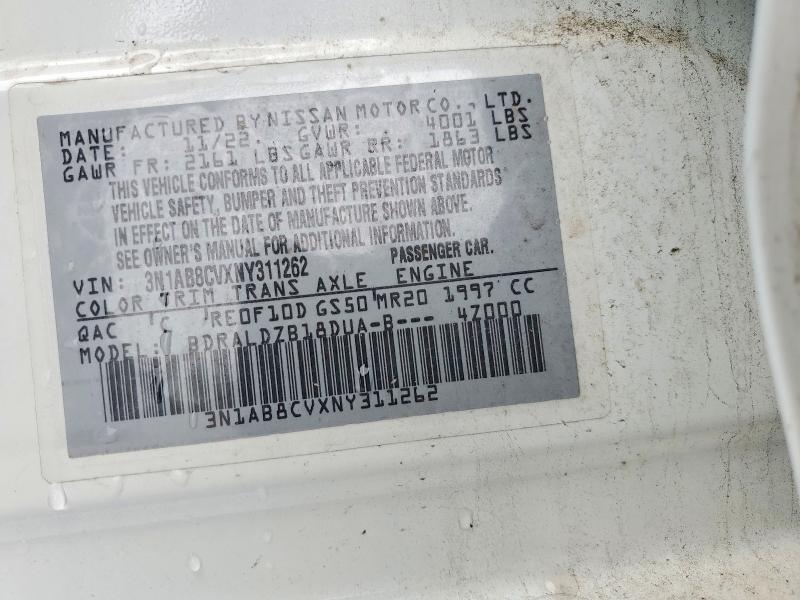2022 Nissan Sentra მანქანა იყიდება აუქციონზე, vin: 3N1AB8CVXNY311262, აუქციონის ნომერი: 41941516