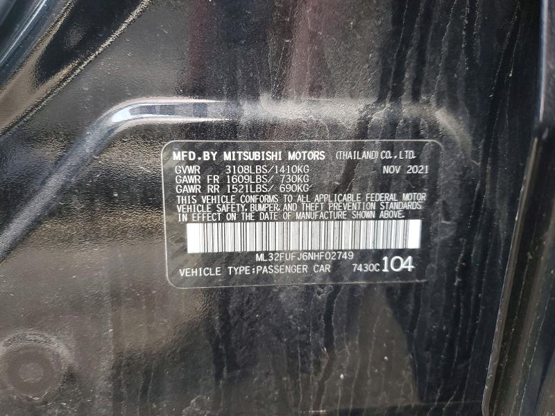 Продаж на аукціоні авто 2022 Mitsubishi Mirage, vin: ML32FUFJ6NHF02749, номер лоту: 46623686