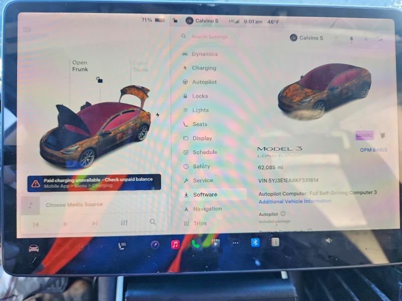 2019 Tesla Model 3 მანქანა იყიდება აუქციონზე, vin: 5YJ3E1EA8KF331614, აუქციონის ნომერი: 46028876
